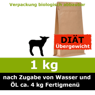 Unser 1 kg Trocken Barf Diät Wunschnapf vom Lamm ist hilft deinem Hund beim Abnehmen, ohne billige Füllstoffe und ohne Farb- und Konservierungsstoffe